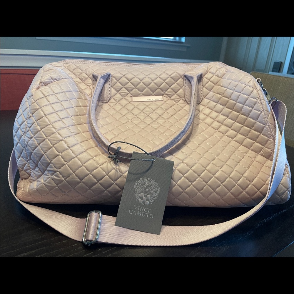 Vince Camuto High Gloss Nylon Quilted Travel Tote